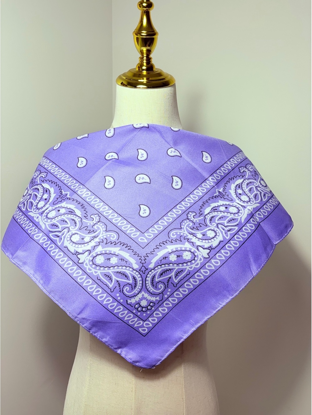 Lavender Paisley Bandana Scarf Square Polyester Neck Head Wrap